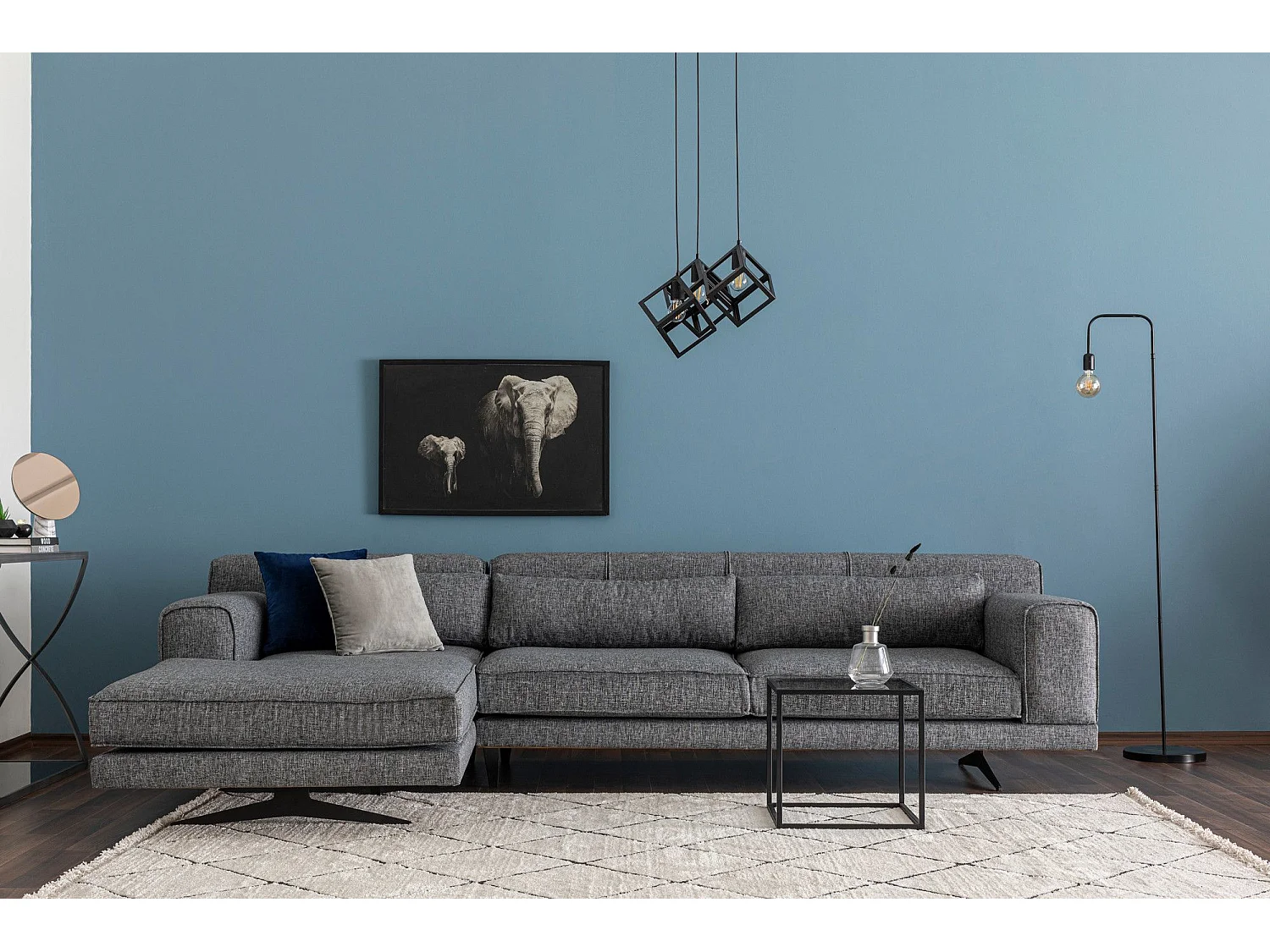 Canapé d'angle à gauche Taim Tissu Gris