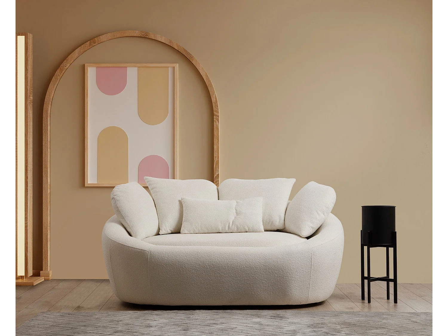 Sofá Altadena 117, De color marrón claro, 155x120x67cm, Tapiz, Muebles ya montados