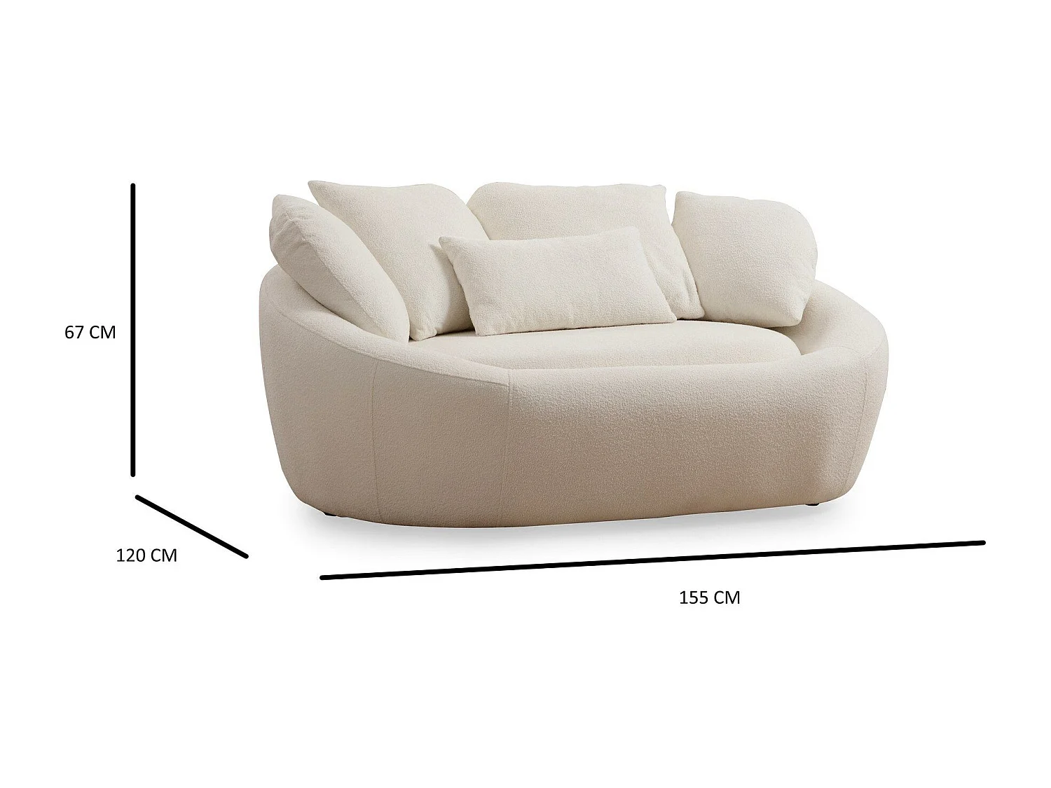 Sofá Altadena 117, De color marrón claro, 155x120x67cm, Tapiz, Muebles ya montados