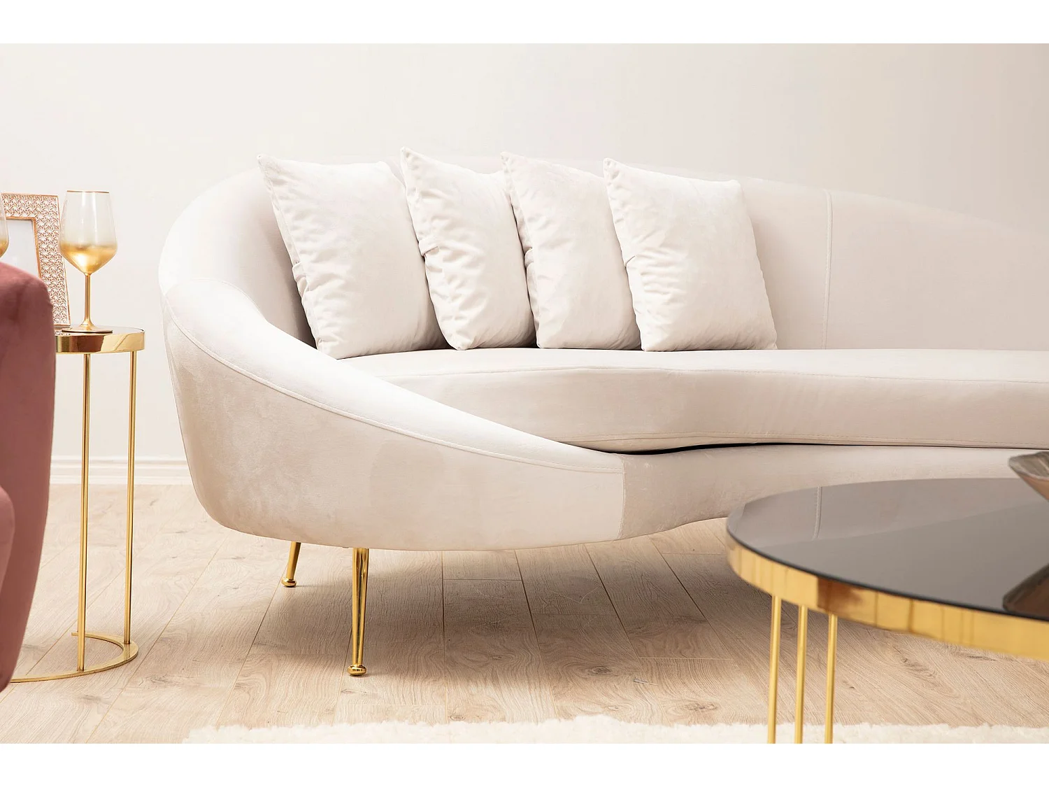 Canapé d'angle gauche Santorin Velours Beige