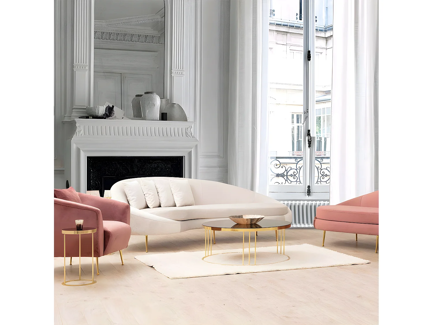 Canapé d'angle gauche Santorin Velours Beige