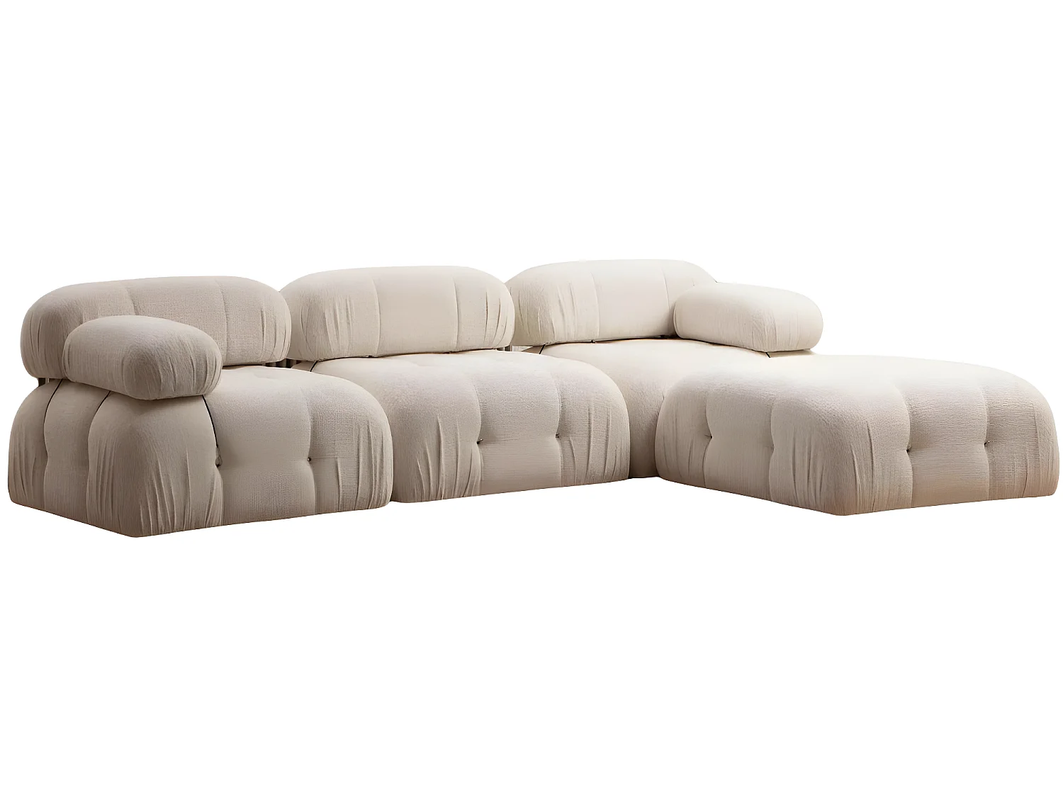 Canapé d'angle modulable et transformable Nourhane Tissu Crème