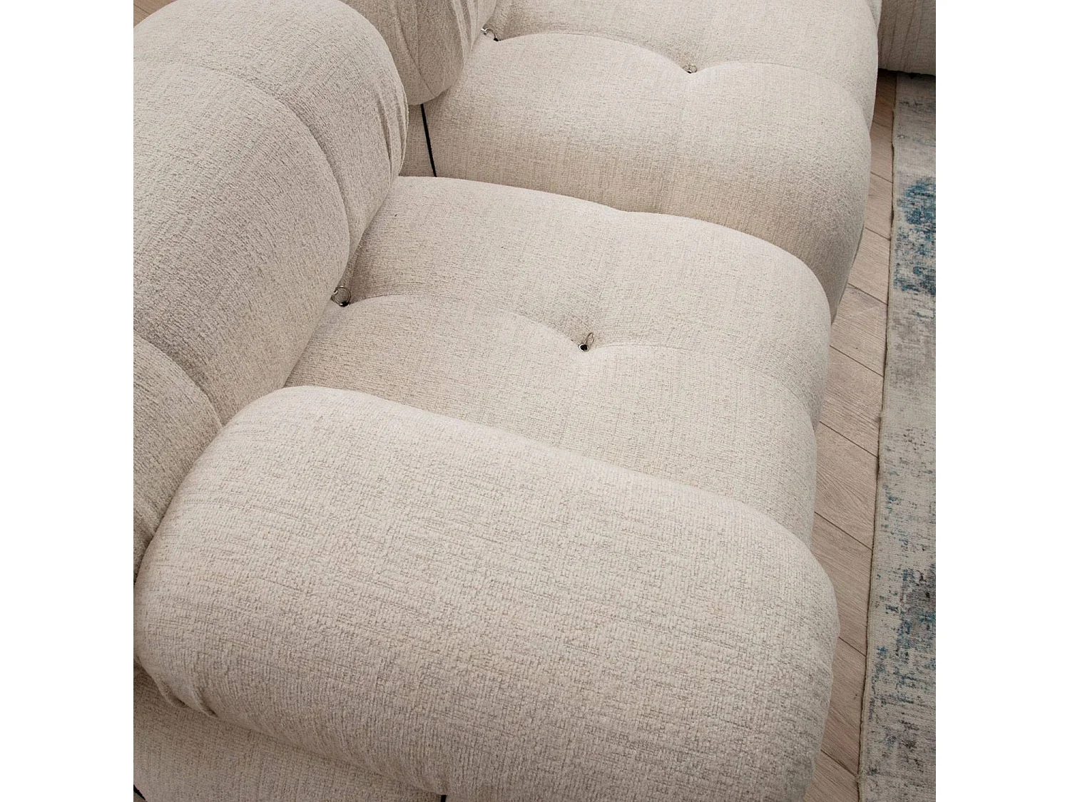 Canapé d'angle modulable et transformable Nourhane Tissu Crème