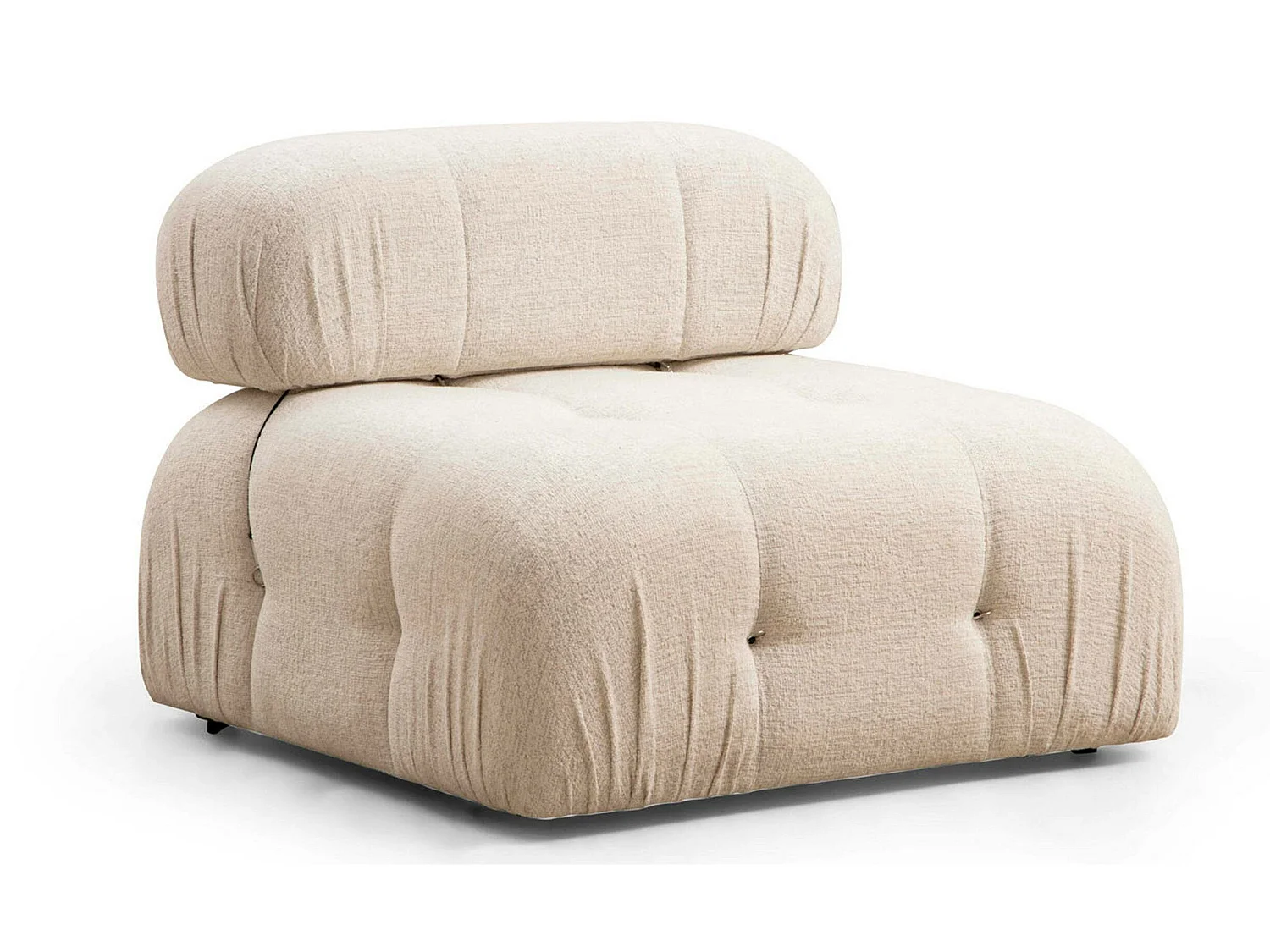 Canapé d'angle modulable et transformable Nourhane Tissu Crème