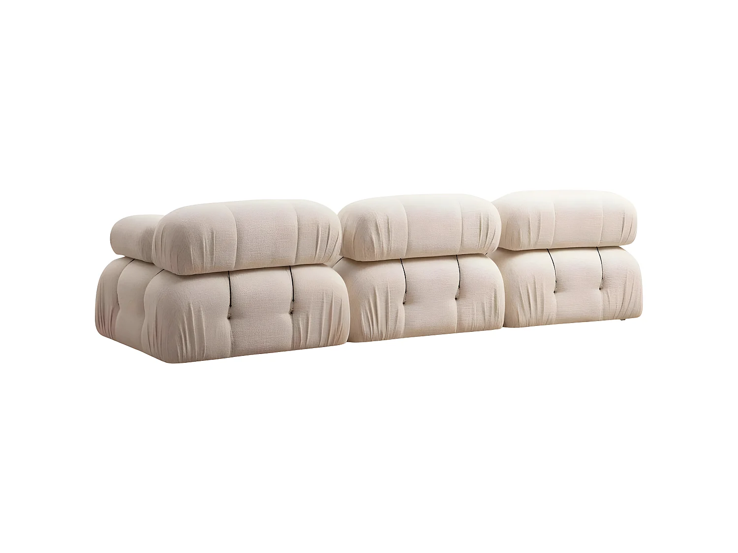 Canapé d'angle modulable et transformable Nourhane Tissu Crème