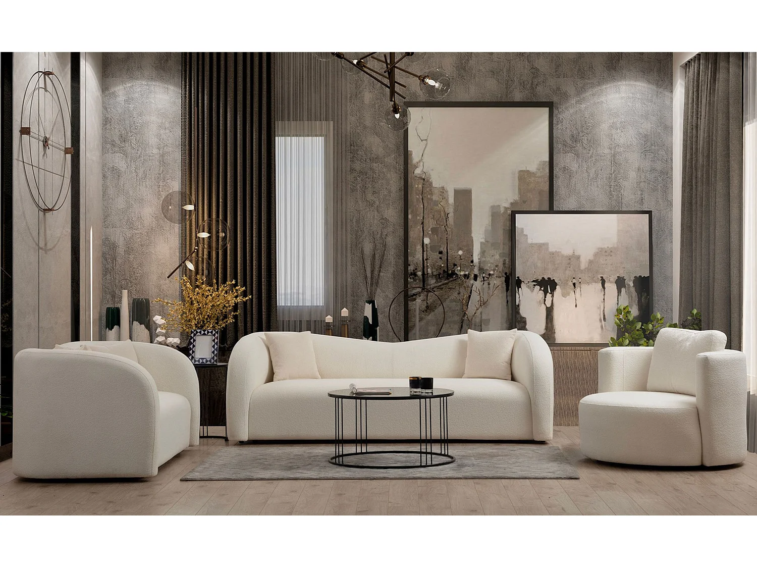 Sofá Altadena 365, De color marrón claro, 170x76x75cm, Tapiz, Patas: Plástico