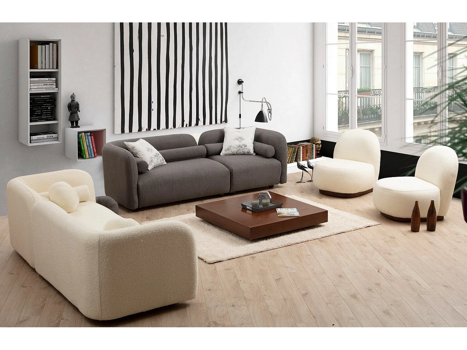 Sofá Altadena 122, De color marrón claro, 190x74x90cm, Tapiz, Patas: Madera