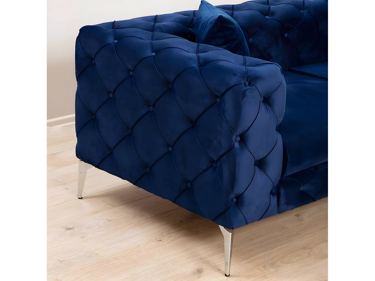 Sofá chesterfield Altadena 354, Azul, 197x90x73cm, Tapiz, Patas: Metal