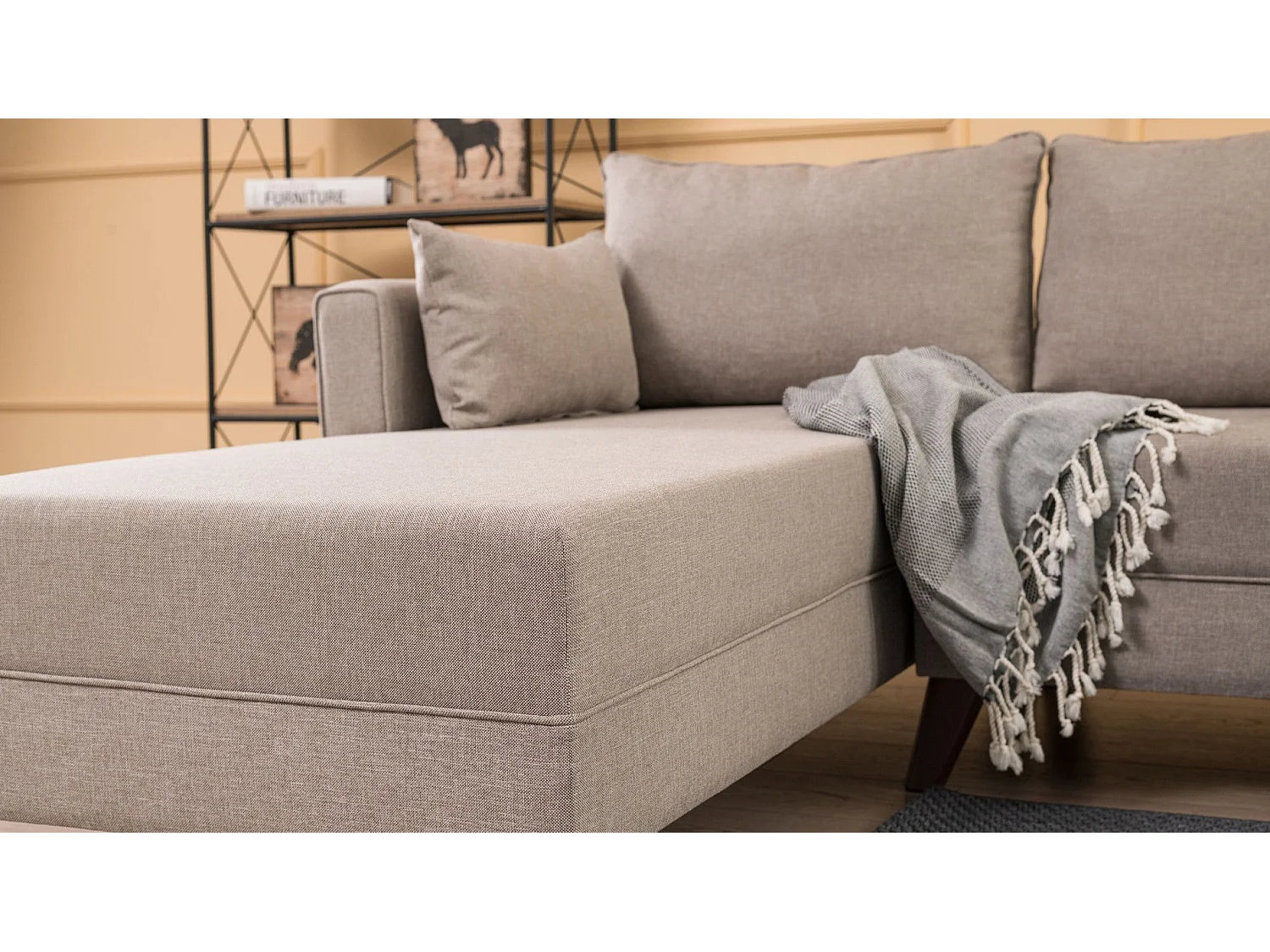 Canapé d'angle gauche Hermoso Tissu Blanc Crème