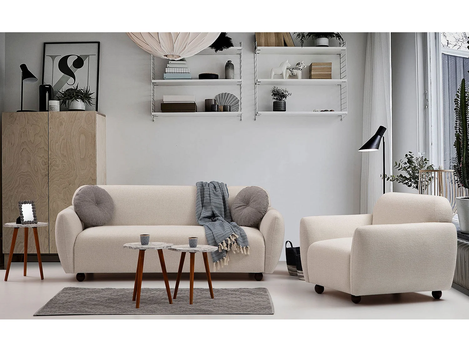 Sofá Altadena 188, De color marrón claro, 223x83x86cm, Tapiz, Patas: Madera