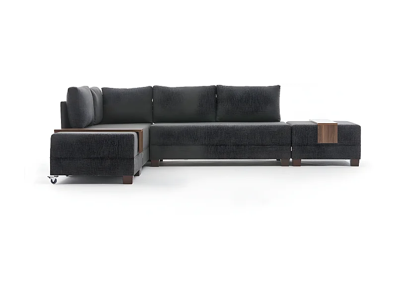 Canapé d'angle à gauche modulable Gialos Tissu Anthracite