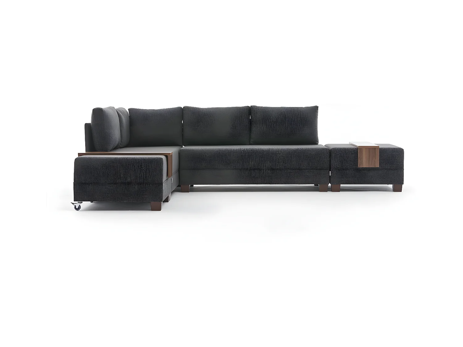Canapé d'angle à gauche modulable Gialos Tissu Anthracite