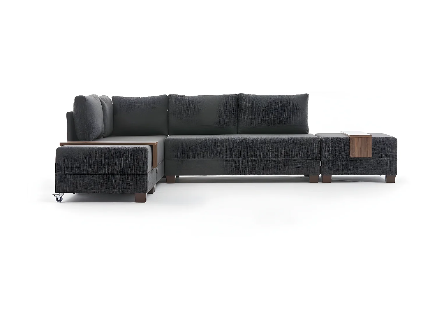 Canapé d'angle à gauche modulable Gialos Tissu Anthracite