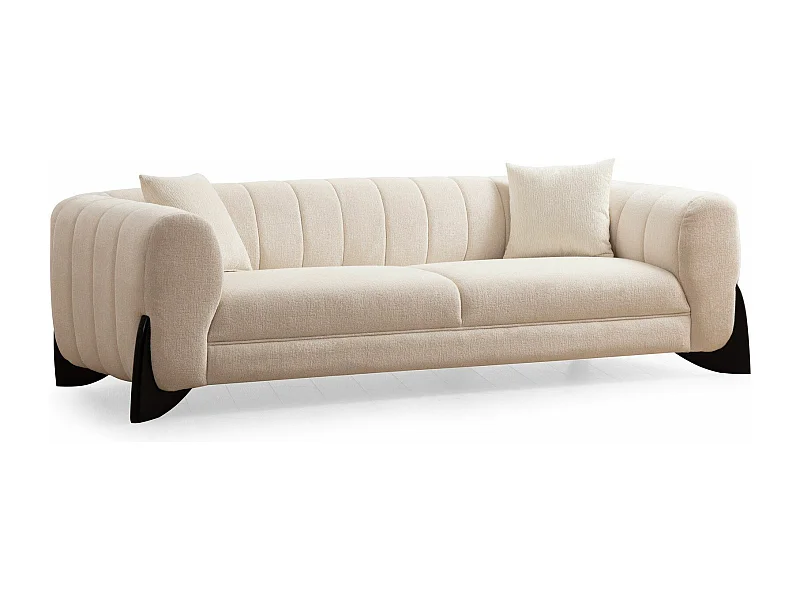 Sofá Altadena 412, Blanco, 248x100x70cm, Tapiz, Patas: Madera