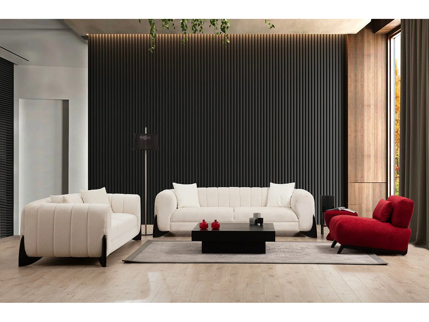 Canapé 3 places Huma Tissu Blanc