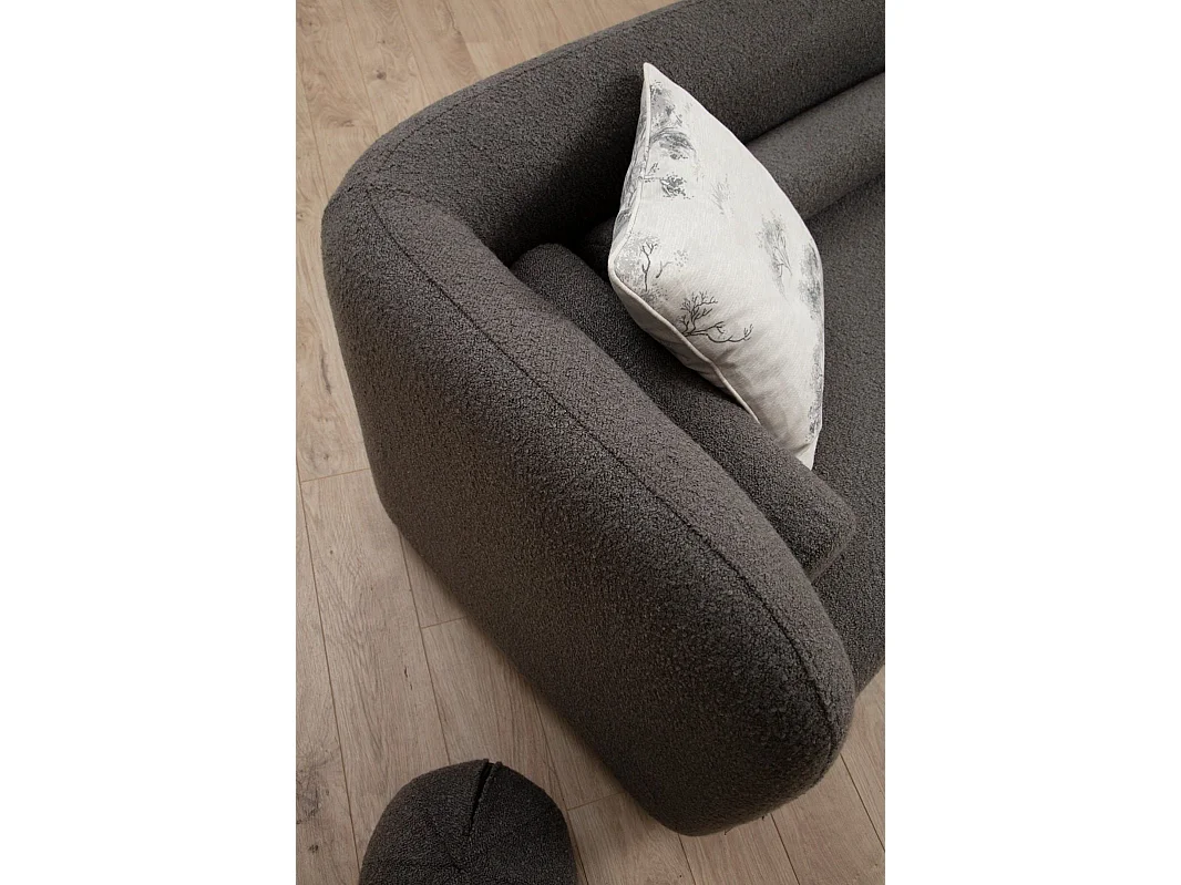 Sofá Altadena 123, Gris, 228x74x74cm, Tapiz, Patas: Madera