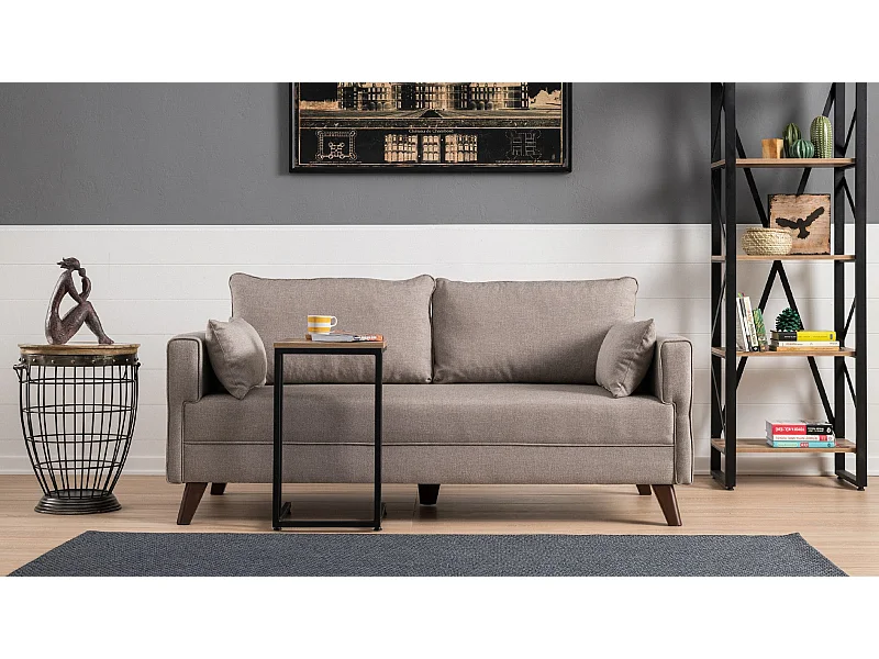 Sofá Altadena B102, De color marrón claro, 177x81x85cm, Tapiz, Patas: Plástico