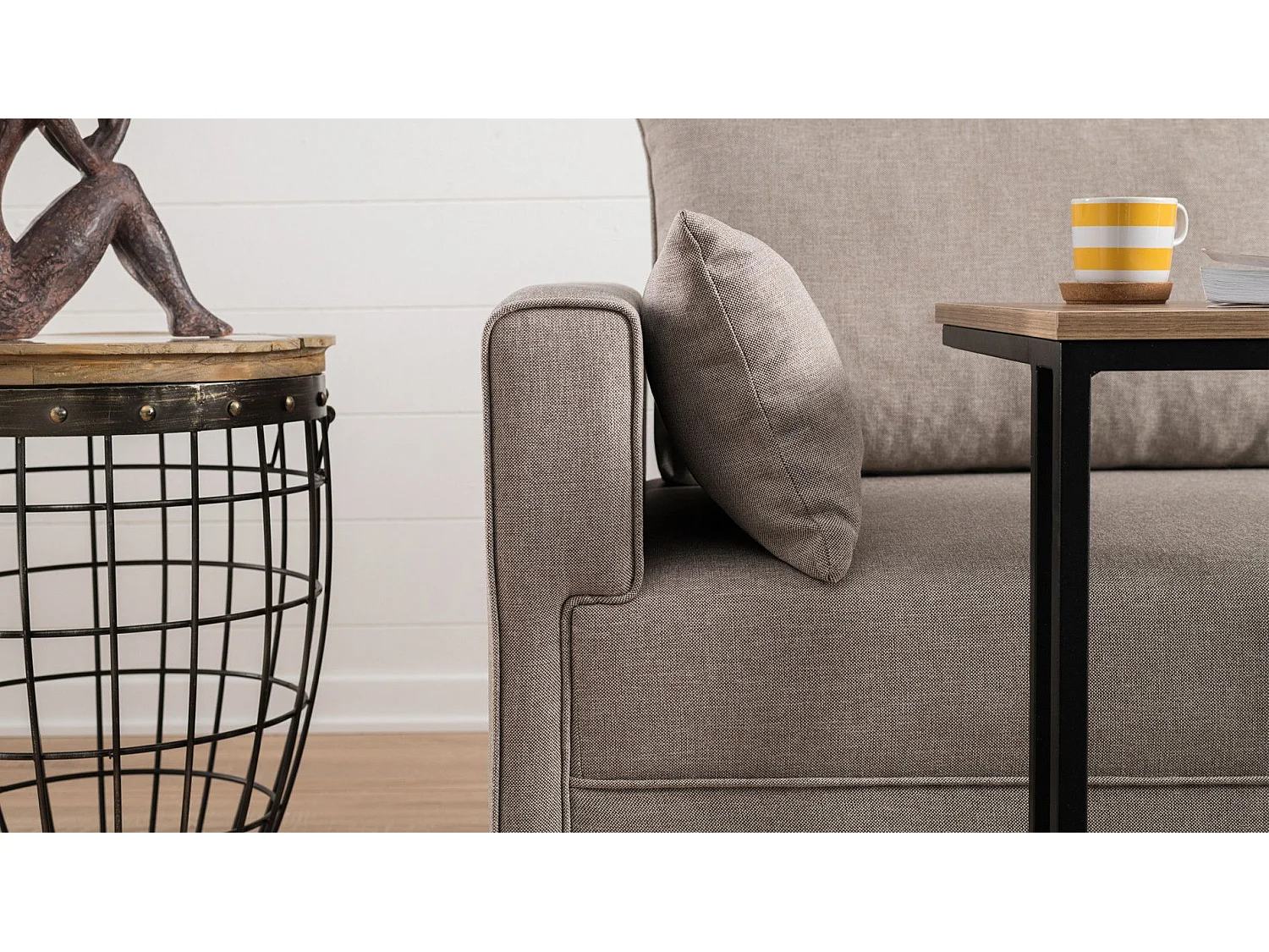 Canapé 2 places Hermoso Tissu Beige