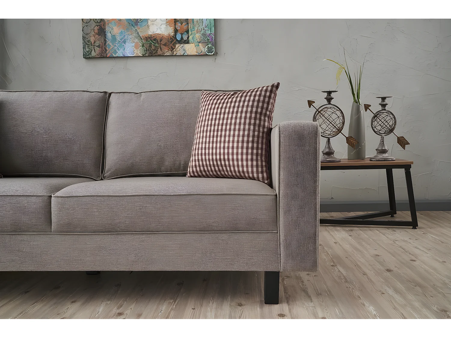 Sofá Altadena 392, De color marrón claro, 180x91x83cm, Tapiz, Patas: Madera