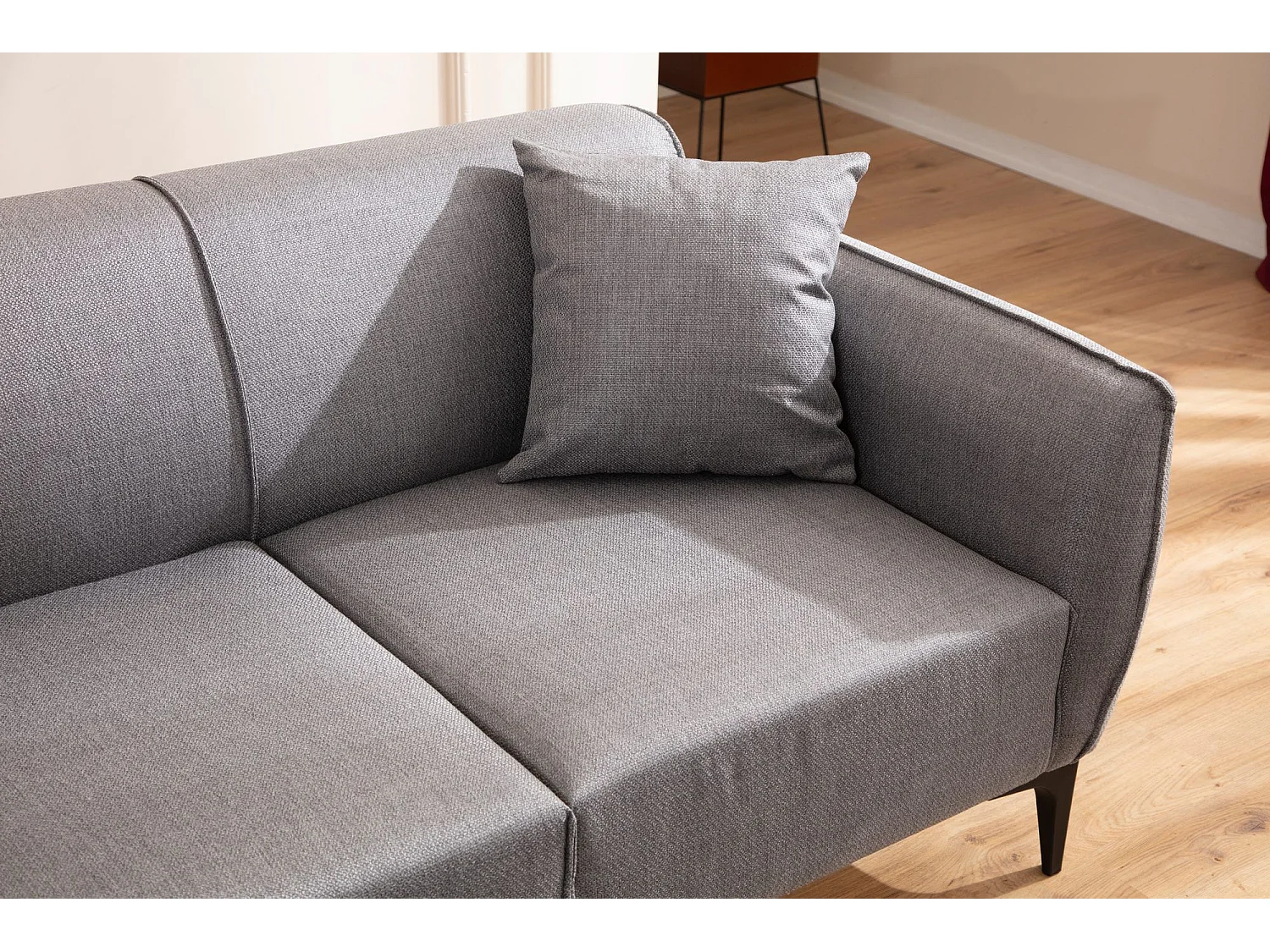 Canapé 2 places avec 2 coussins Torga Tissu Gris