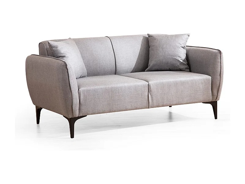 Canapé 2 places avec 2 coussins Torga Tissu Gris