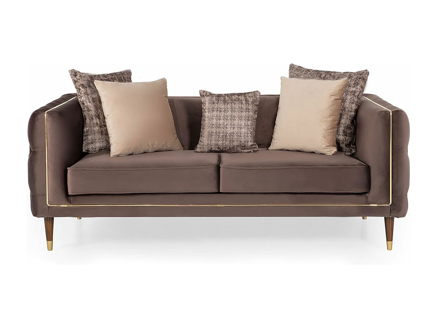 Canapé capitonnée 2 places Elyssar Velours Marron foncé