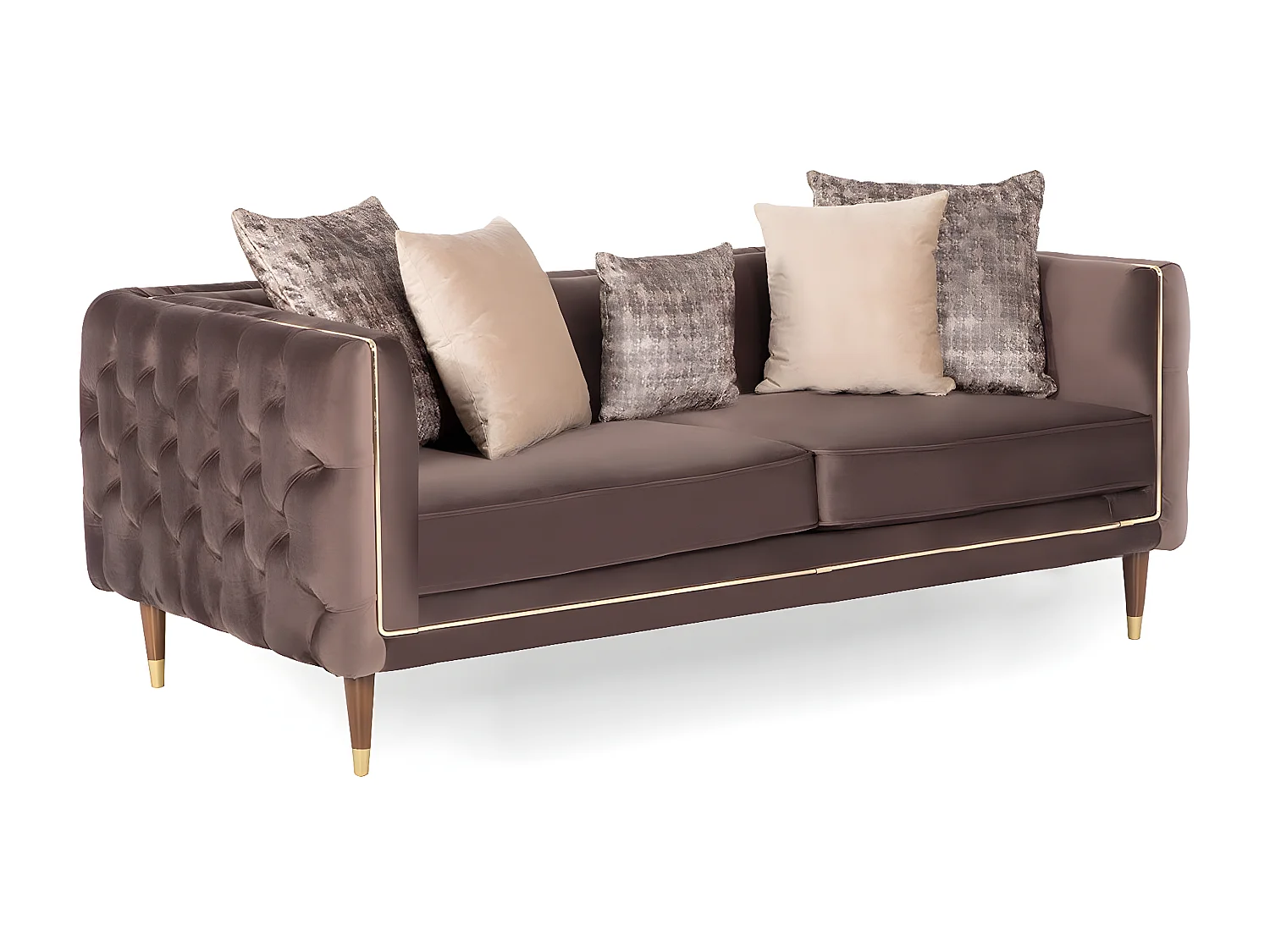 Canapé capitonnée 2 places Elyssar Velours Marron foncé