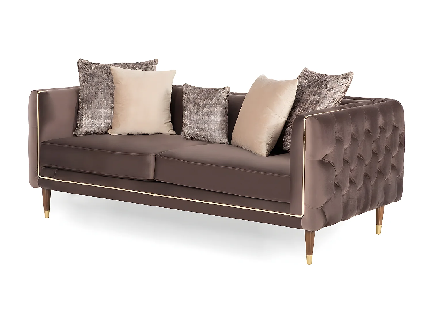 Canapé capitonnée 2 places Elyssar Velours Marron foncé