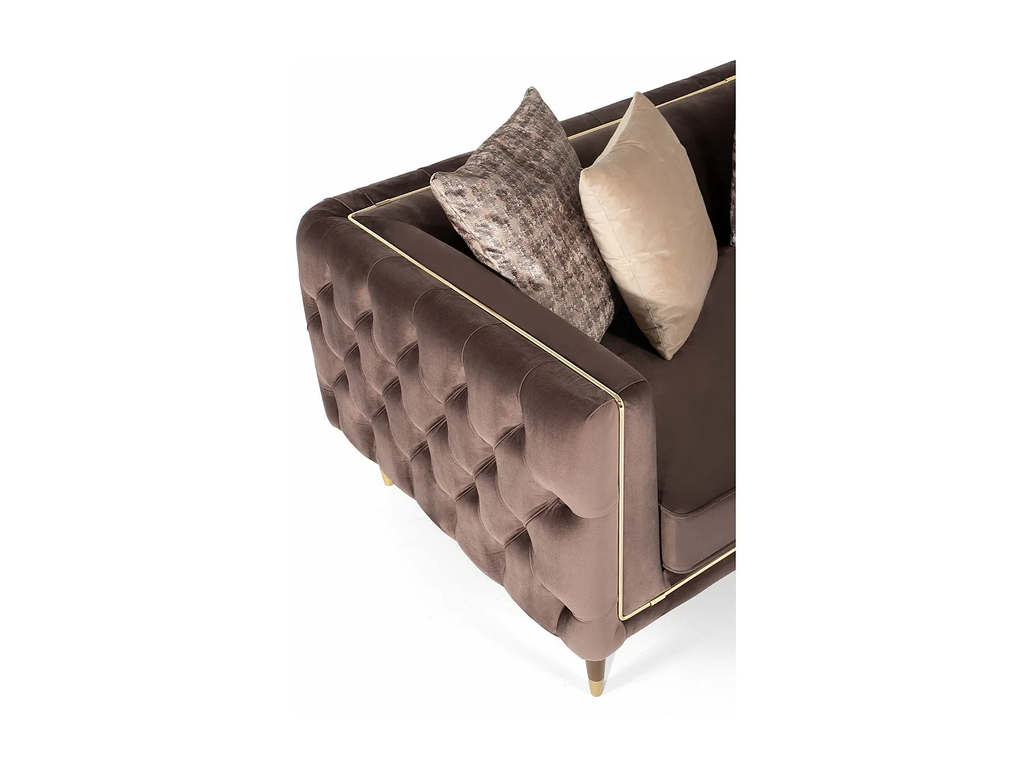 Canapé capitonnée 2 places Elyssar Velours Marron foncé