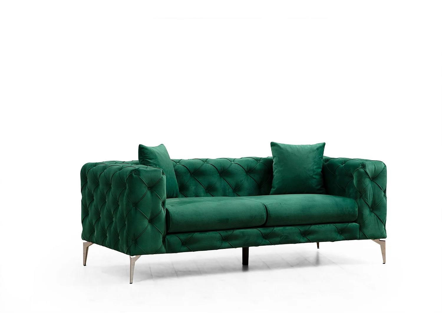 Sofá chesterfield Altadena 354, Verde, 197x90x73cm, Tapiz, Patas: Metal