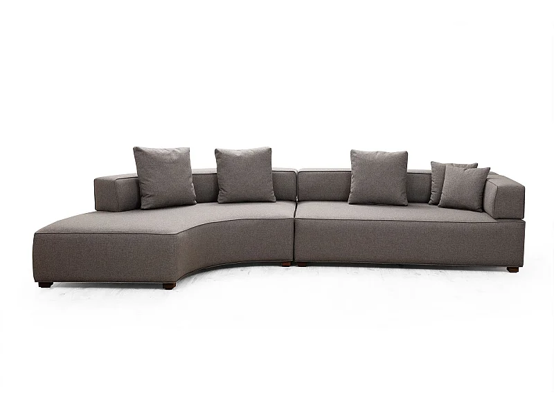 Canapé d'angle à gauche Tesce Bois foncé et Tissu Gris