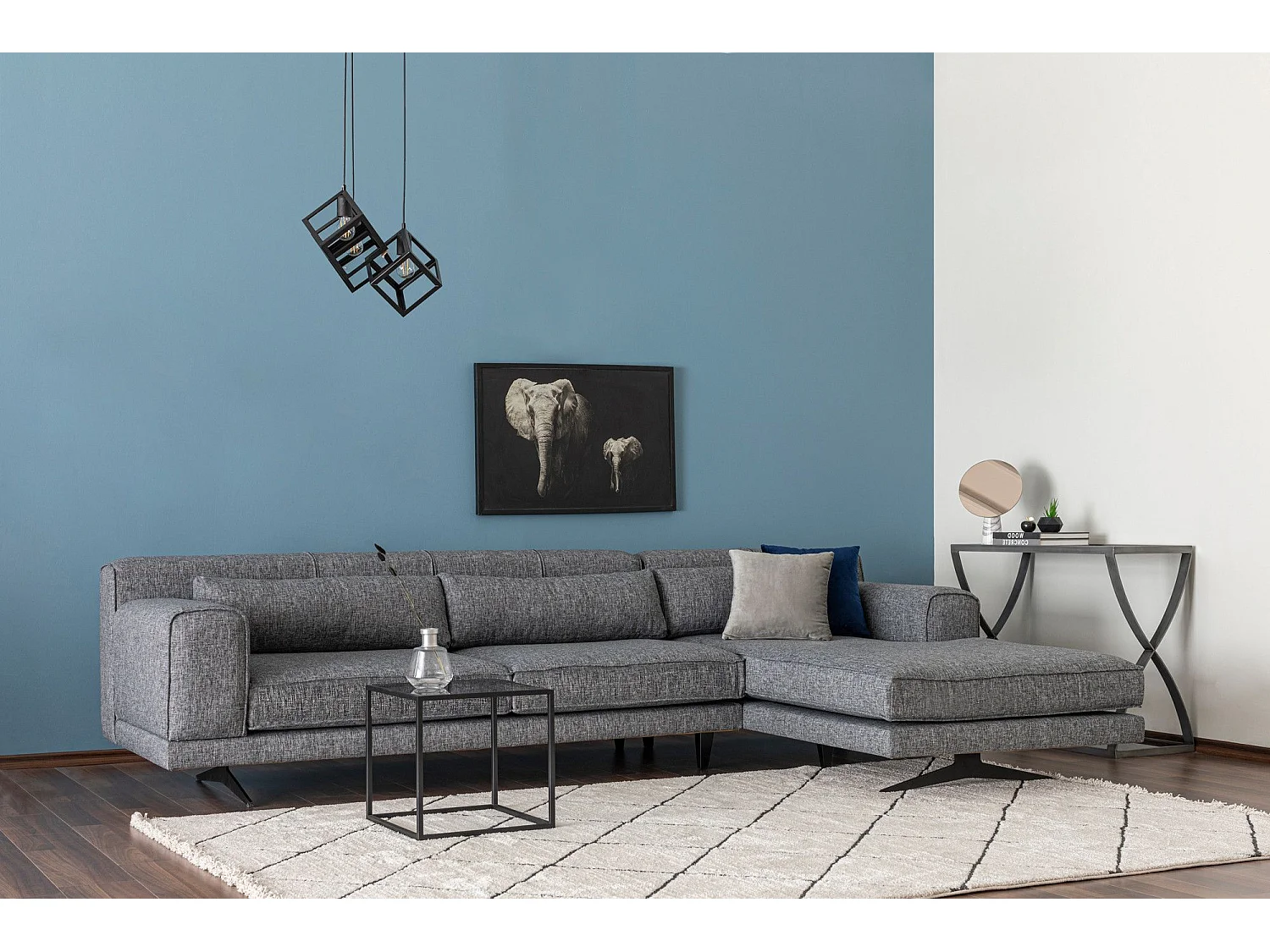 Sofá rinconero Altadena 421, Gris, 308x100x78cm