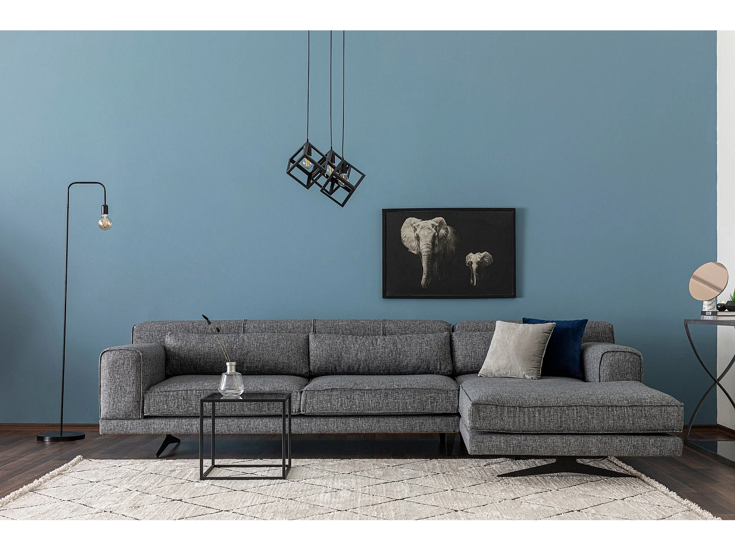 Sofá rinconero Altadena 421, Gris, 308x100x78cm