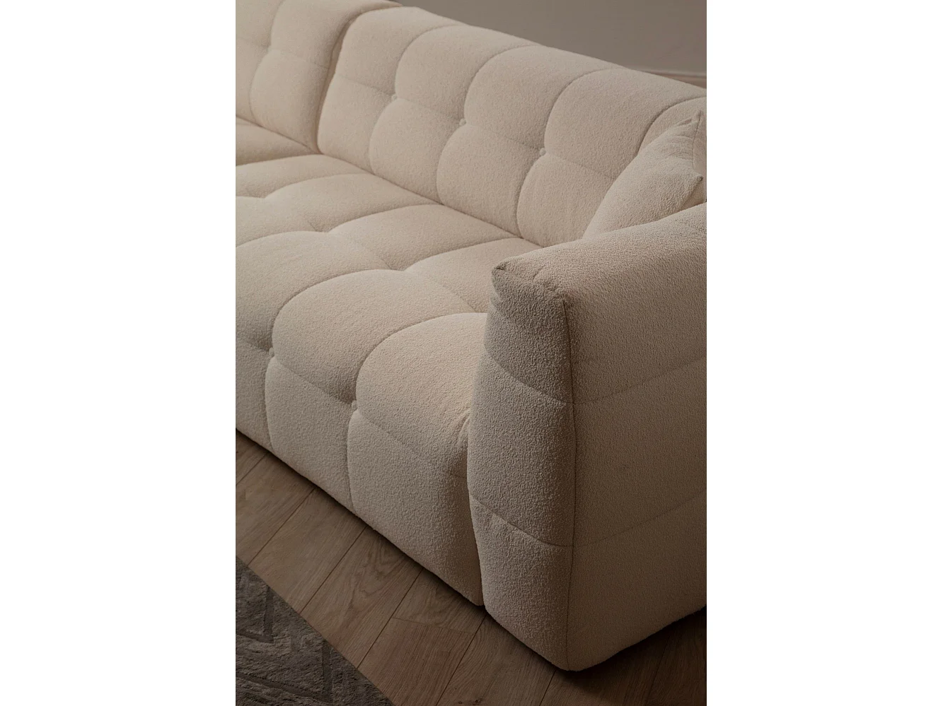 Canapé d'angle à gauche Simur Tissu bouclette Beige