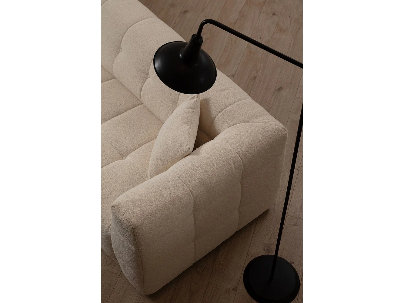 Canapé d'angle à gauche Simur Tissu bouclette Beige