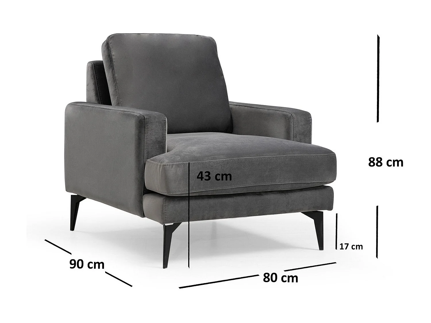 Fauteuil Narchis Velours Anthracite