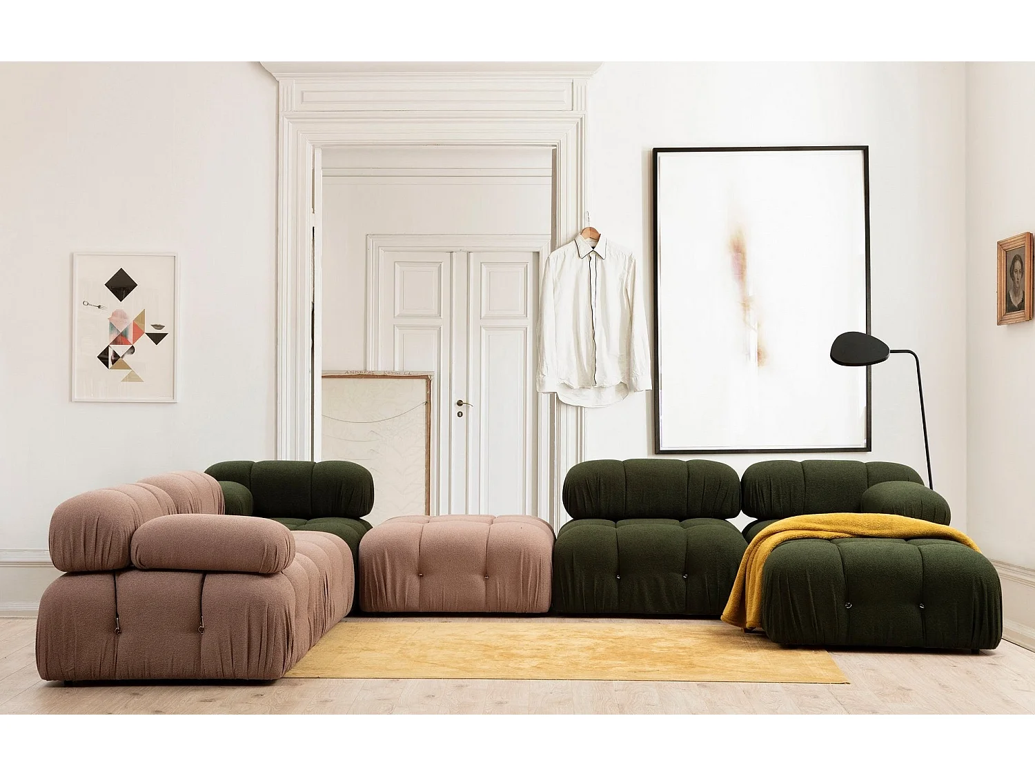 Eleganter 1-Sitzer-Sessel, grün, 95x95x75 cm | Gestell aus Buchenholz und Spanplatte, 100 % Polyester, abnehmbare Rücken- und Armlehne | Per
