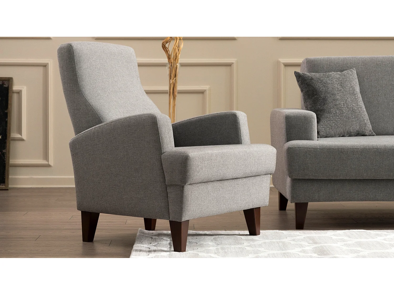 Fauteuil Juana Tissu Gris clair