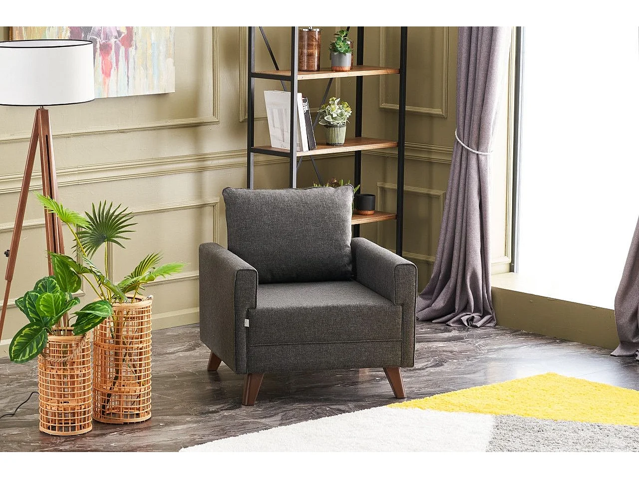 Fauteuil Hermoso Tissu Anthracite