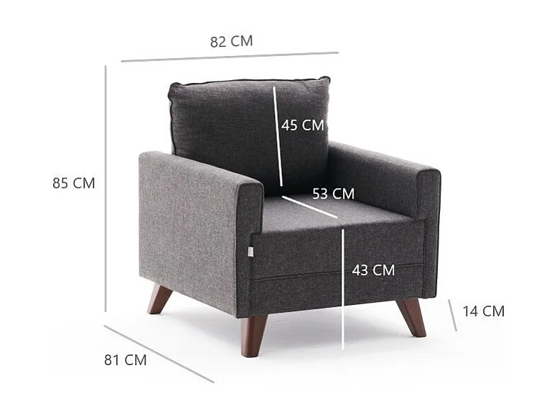 Fauteuil Hermoso Tissu Anthracite