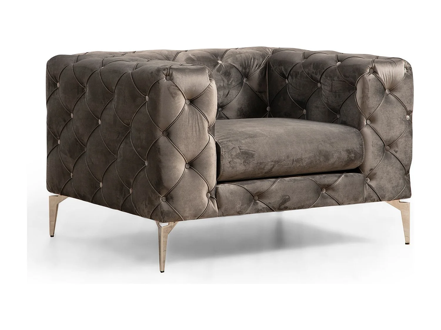 Fauteuil capitonné avec coussin Alykes Velours Anthracite