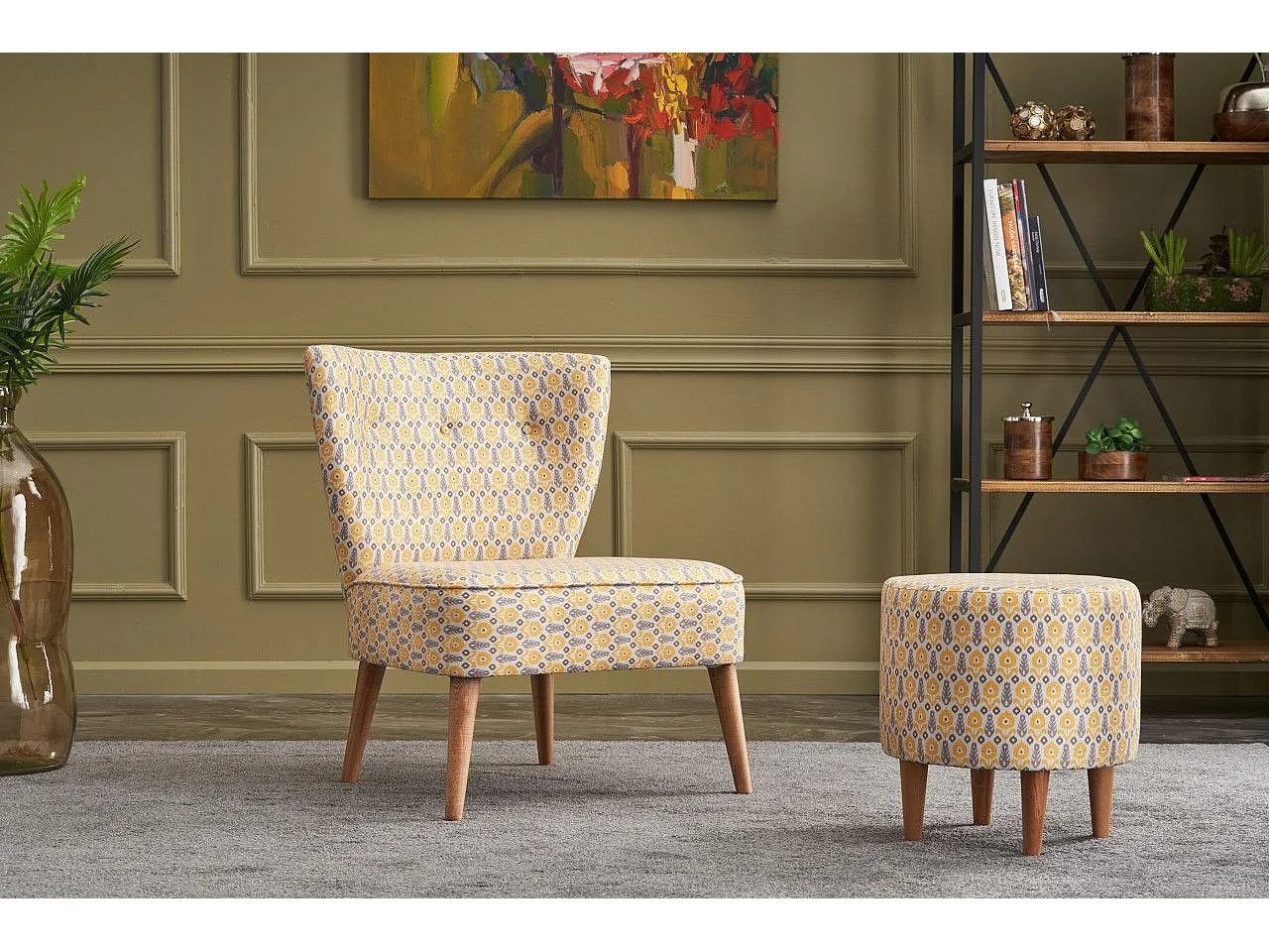 Sillón Altadena 462, Multicolor, 80x65x65cm, Tapiz, Patas: Madera