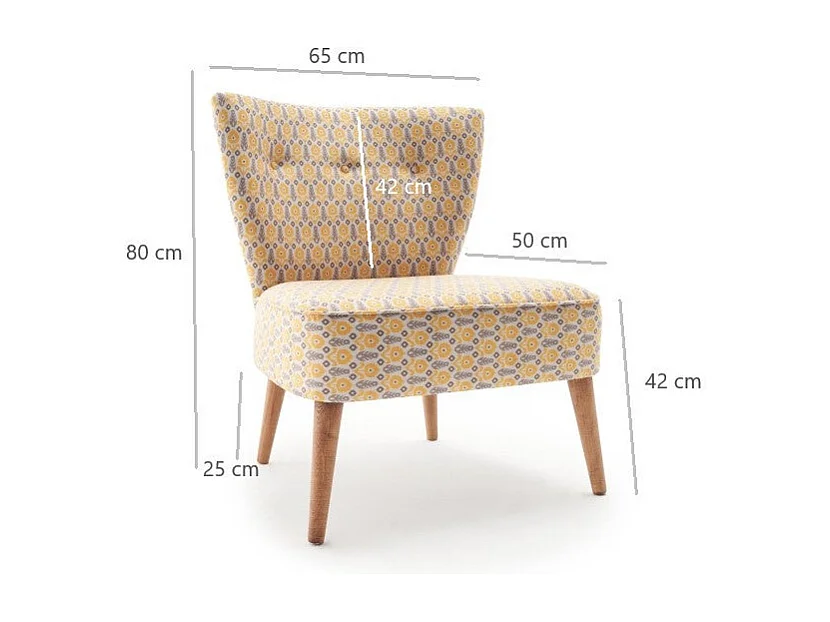 Sillón Altadena 462, Multicolor, 80x65x65cm, Tapiz, Patas: Madera