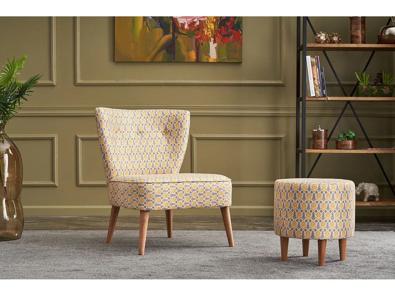 Sillón Altadena 462, Multicolor, 80x65x65cm, Tapiz, Patas: Madera