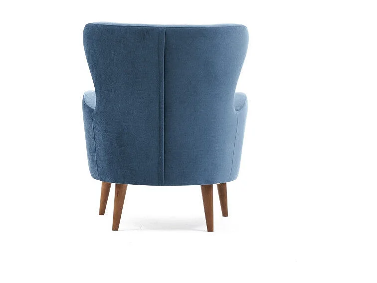 Poltrona Elegante – 73x87x80 cm – Azul – Tecido de Veludo e Madeira de Carpa