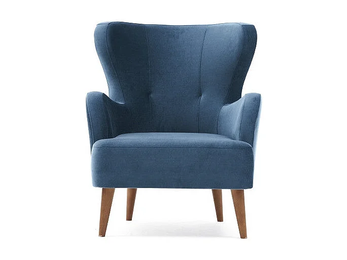 Poltrona Elegante – 73x87x80 cm – Azul – Tecido de Veludo e Madeira de Carpa