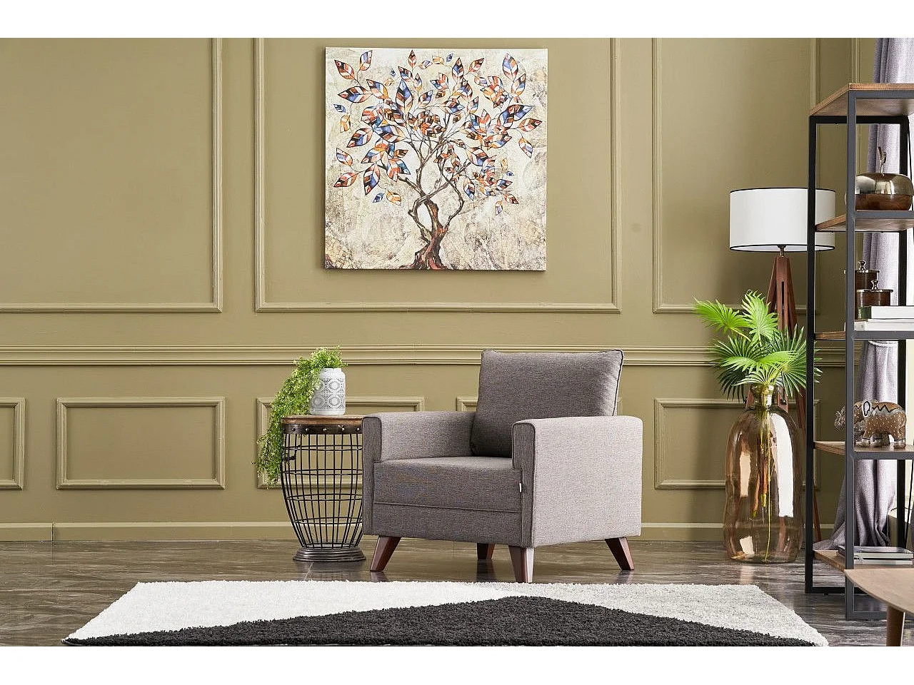 Sillón Altadena B101, Marrón, 85x82x81cm, Tapiz, Patas: Plástico