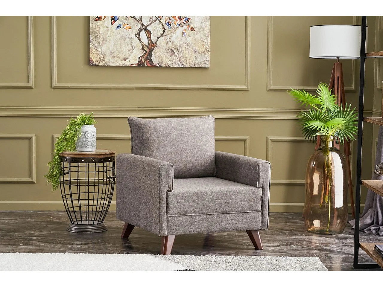 Sillón Altadena B101, Marrón, 85x82x81cm, Tapiz, Patas: Plástico