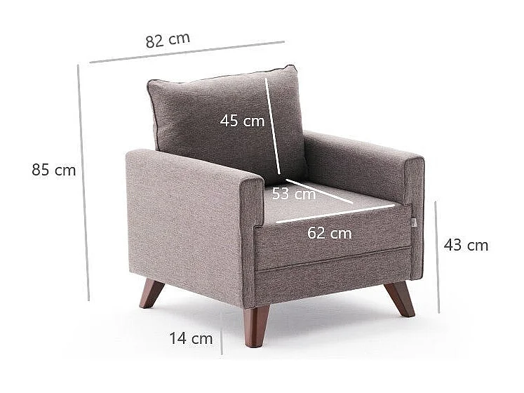 Sillón Altadena B101, Marrón, 85x82x81cm, Tapiz, Patas: Plástico
