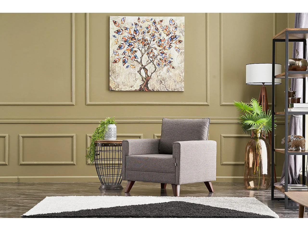 Sillón Altadena B101, Marrón, 85x82x81cm, Tapiz, Patas: Plástico